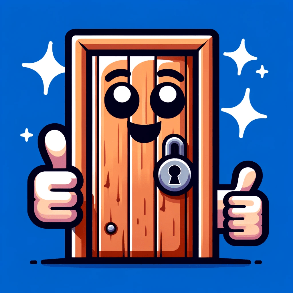 Lock the Loo logo is of a smiling door giving thumbs up